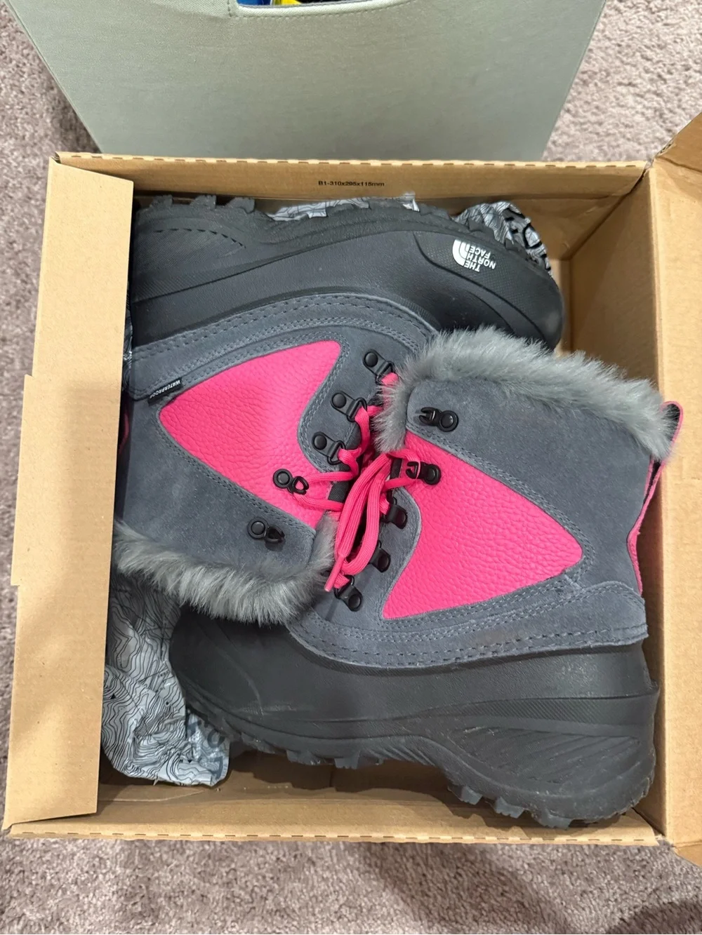 The North Face Youth Waterproof Shellista Extreme Winter Boot - Gray & Pink